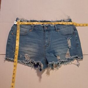 Distressed Blue Denim Shorts